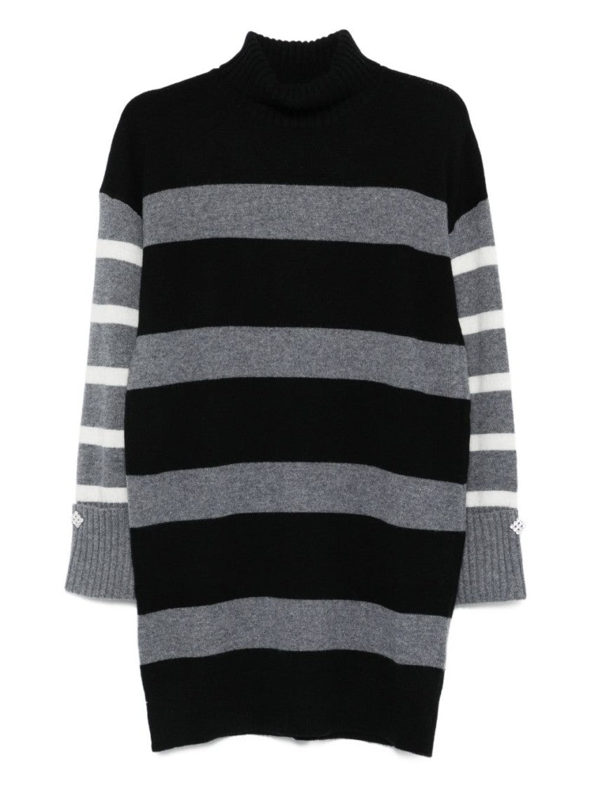 Liu Jo Horizontal Stripe Turtleneck Mini Dress