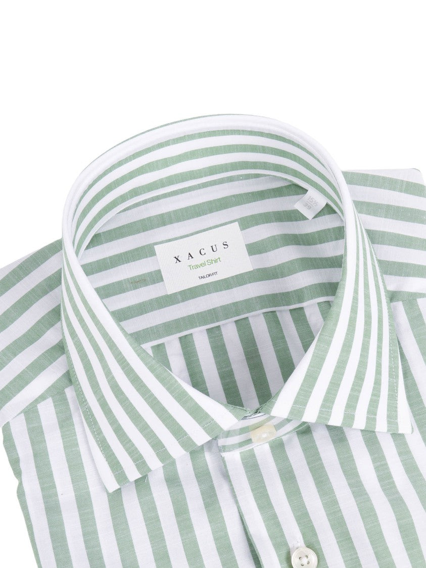 Xacus Striped Structured Tailored Cuffs Shirt