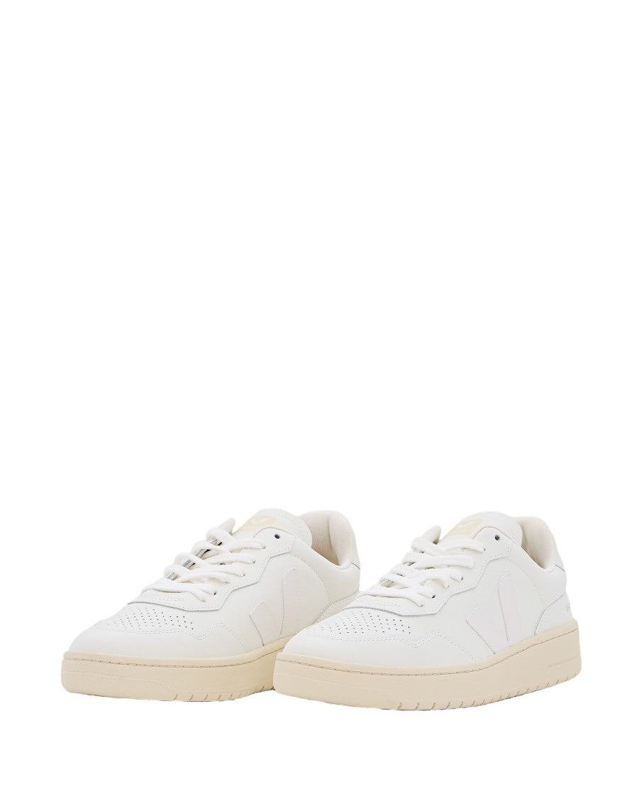 Veja White V-90 Perforated Leather Sneakers