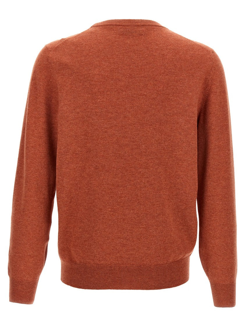 Brunello Cucinelli Orange Cashmere Sweater With Crew Neck