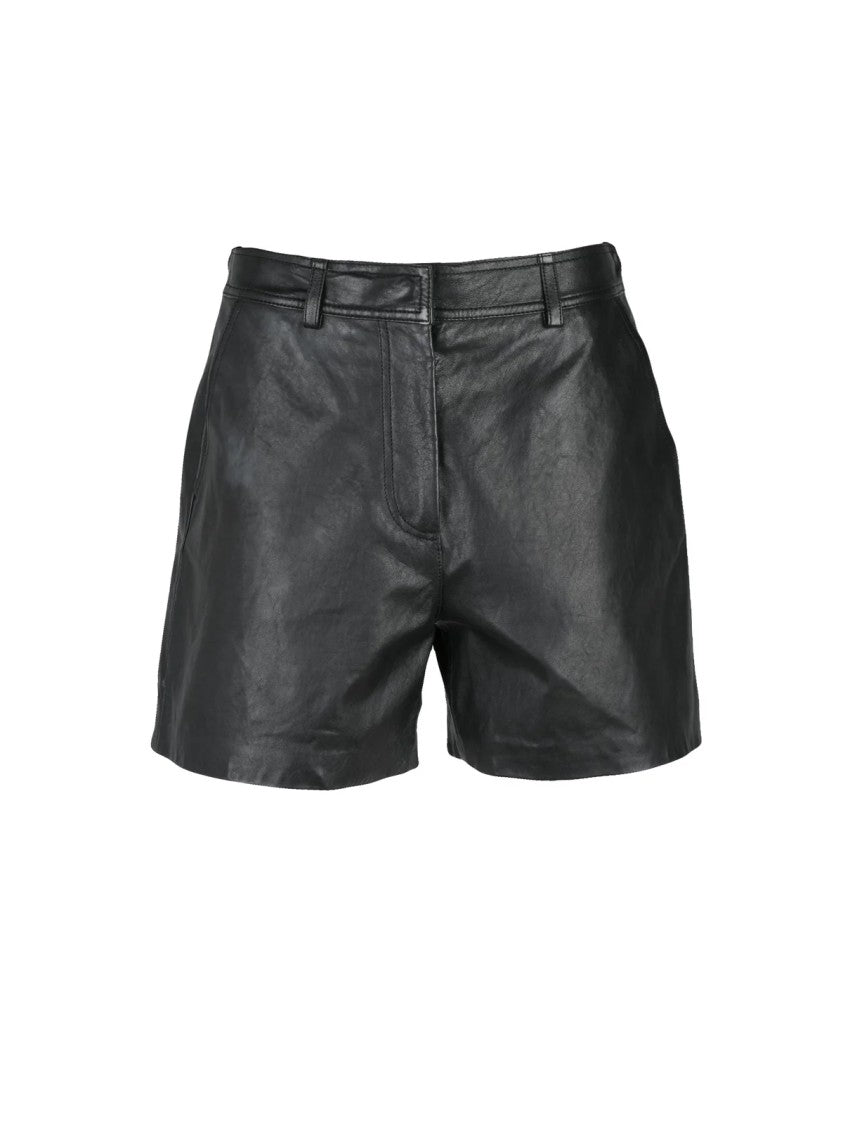 Max Mara Leather Bermuda Shorts - Black