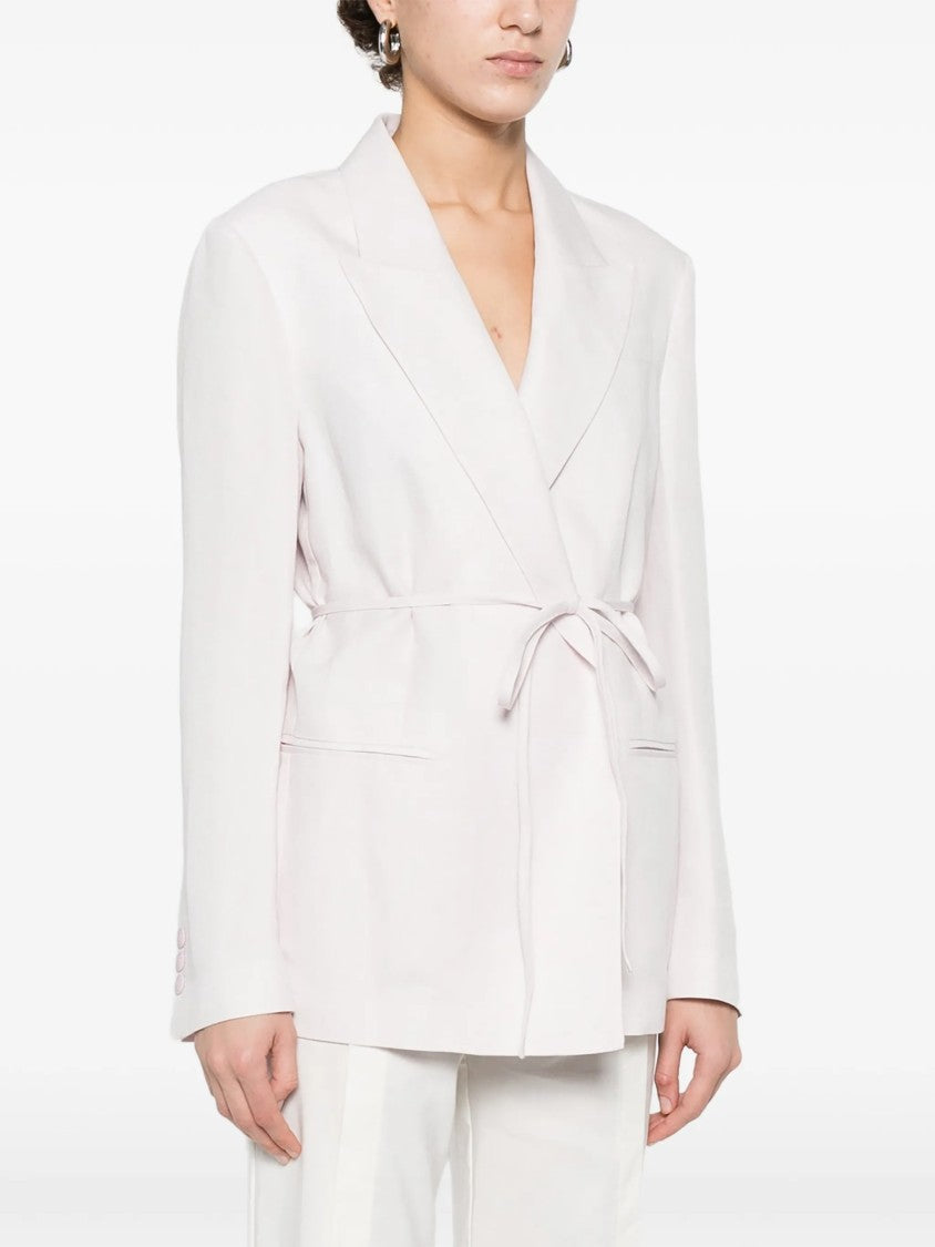 Twin-Set Blazer Tailored Linen Self-Tie Blazer