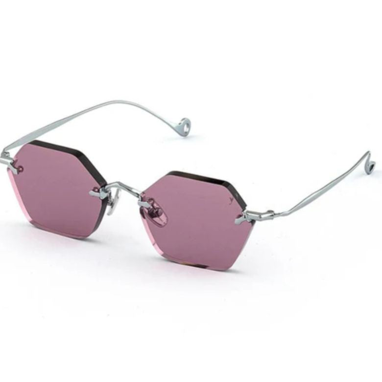 Eyepetizer Carnaby C.1-55 Hexagonal Rimless Sunglasses With Silver Metal Accents