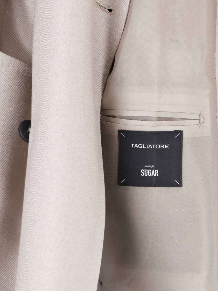 Tagliatore Gray Double-Breasted Linen Suit