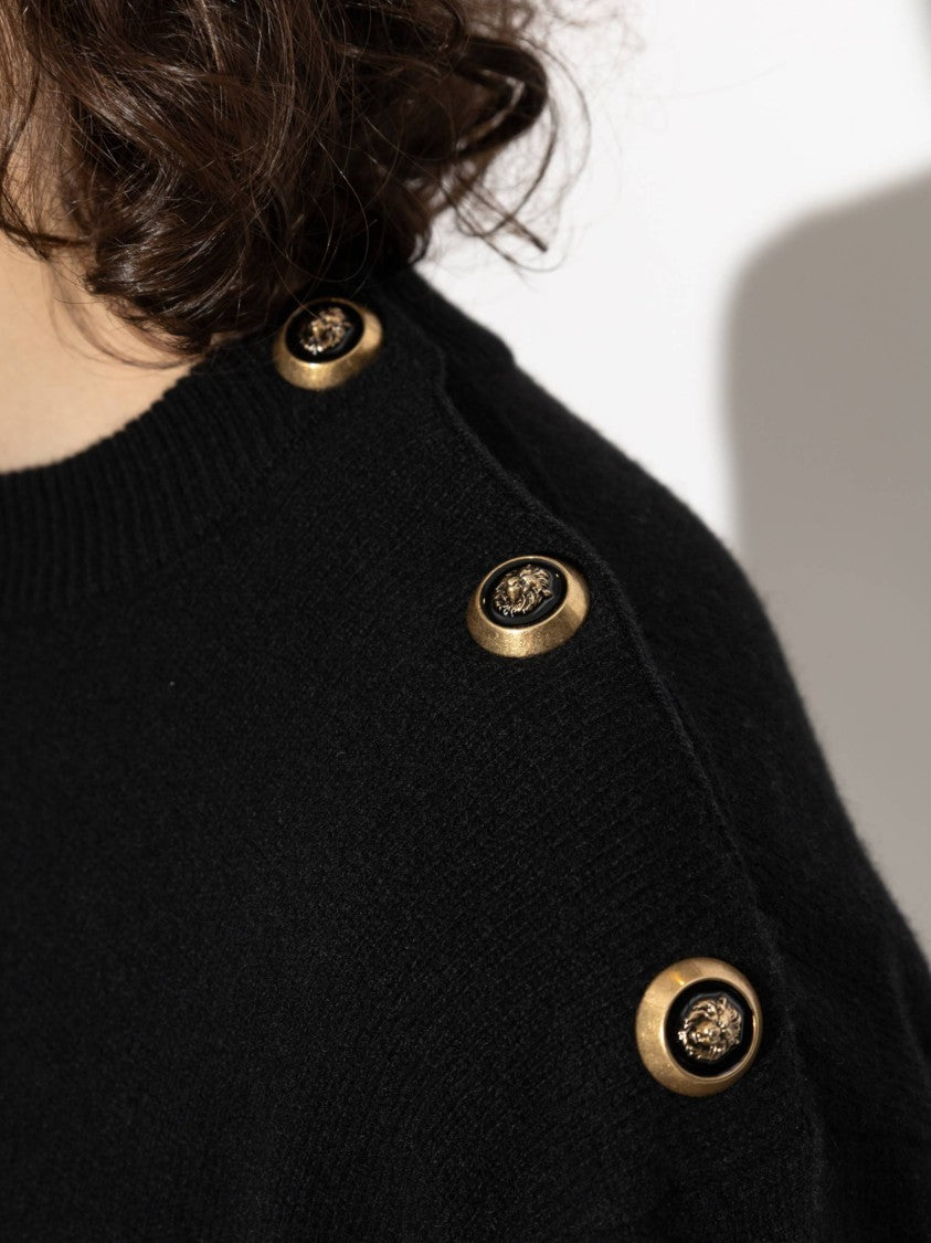 Balmain Black Classic Crew Neck Fabric Sweater