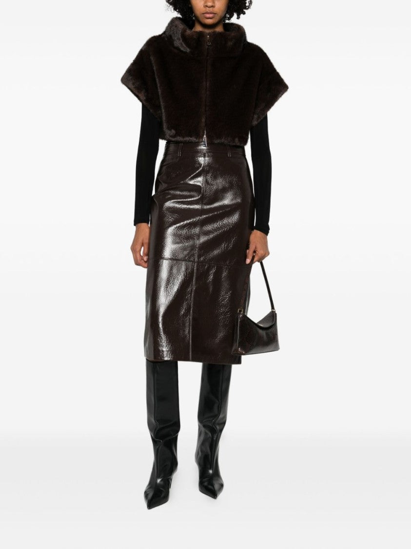 Betta Corradi Cropped Dark Brown Faux Fur Jacket