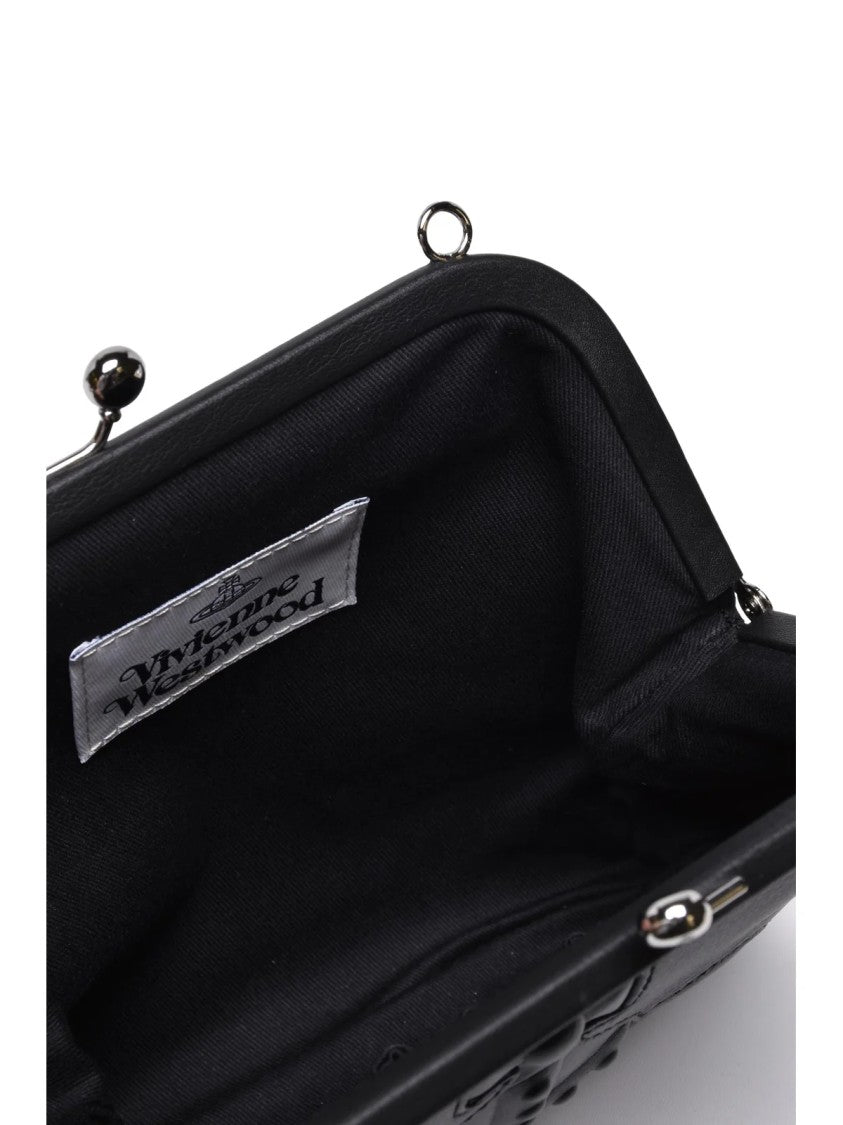 Vivienne Westwood Black Leather Embossed Shoulder Bag