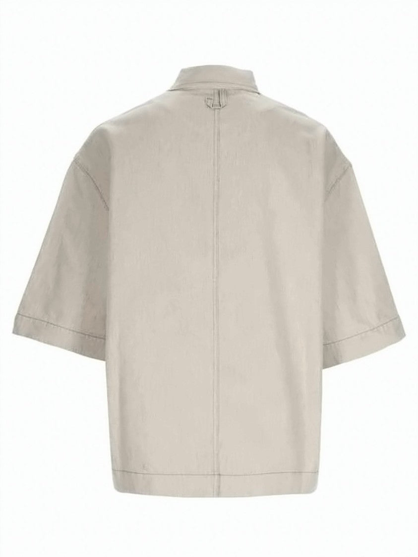 Jacquemus Boxy Short-Sleeve Denim Shirt With Textured Finish