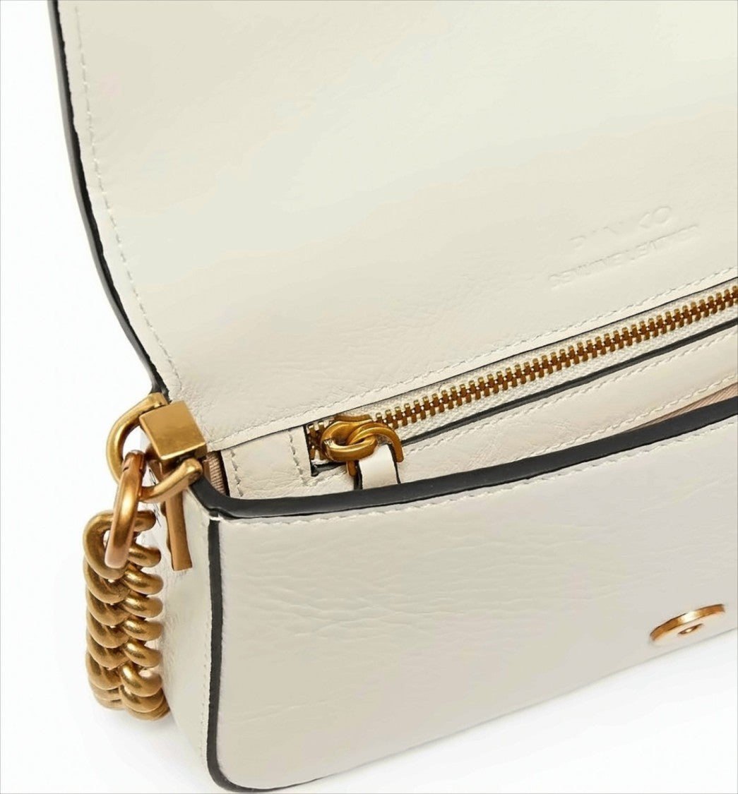 Pinko Slouchy Rectangular Grained Leather Shoulder Bag