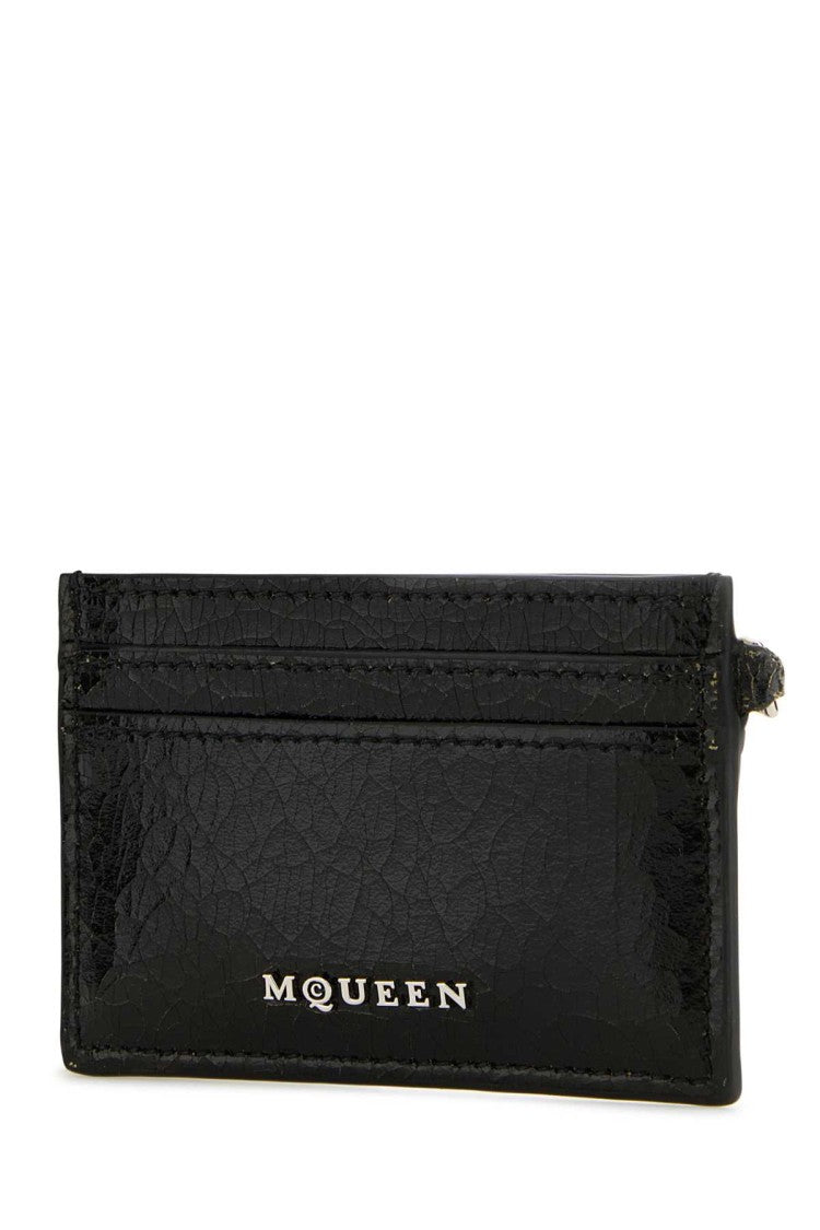 Alexander Mcqueen Black Leather Card Holder