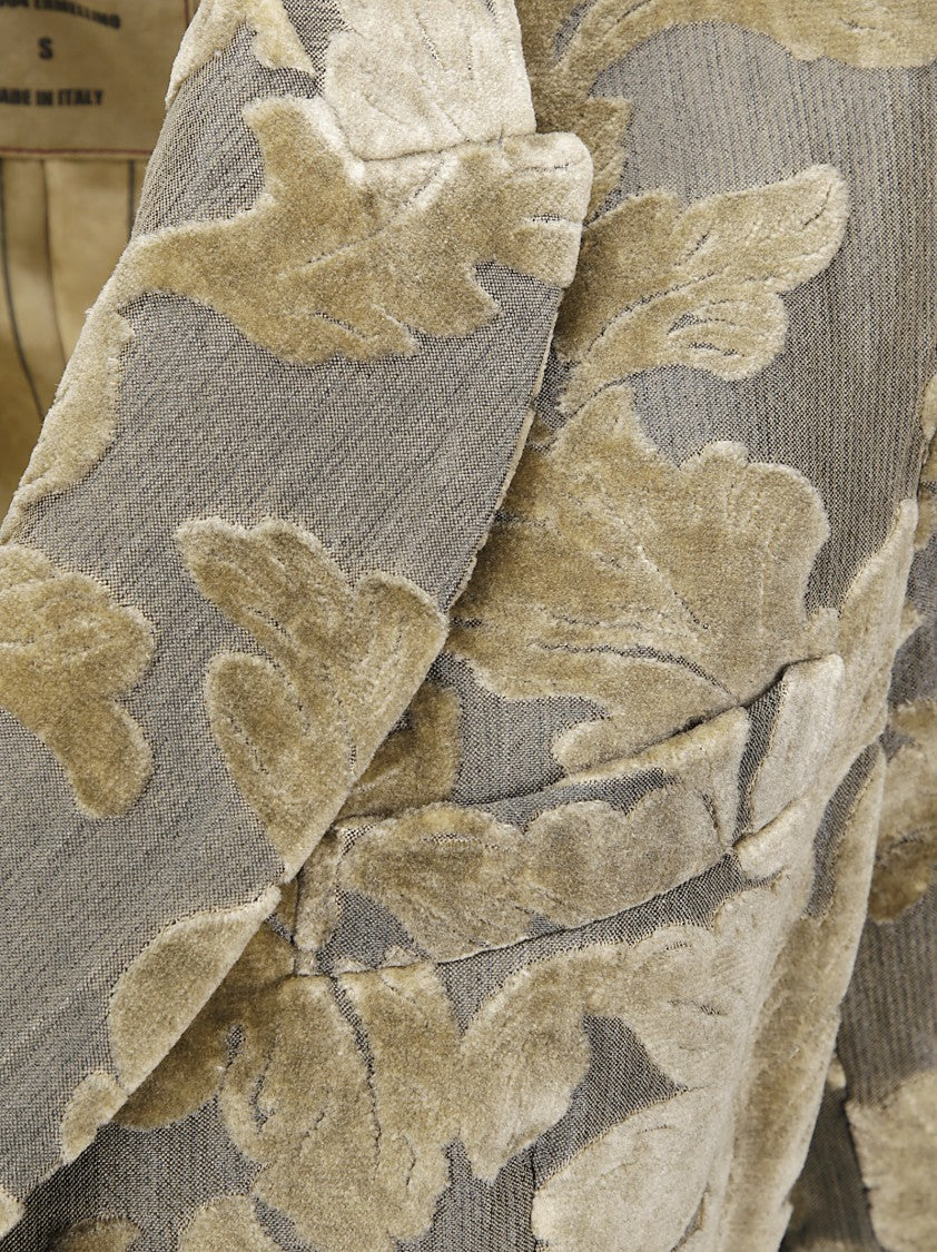 Uma Wang Velvet-Effect Cotton Jacket With Contrast Lining And Fitted Waist