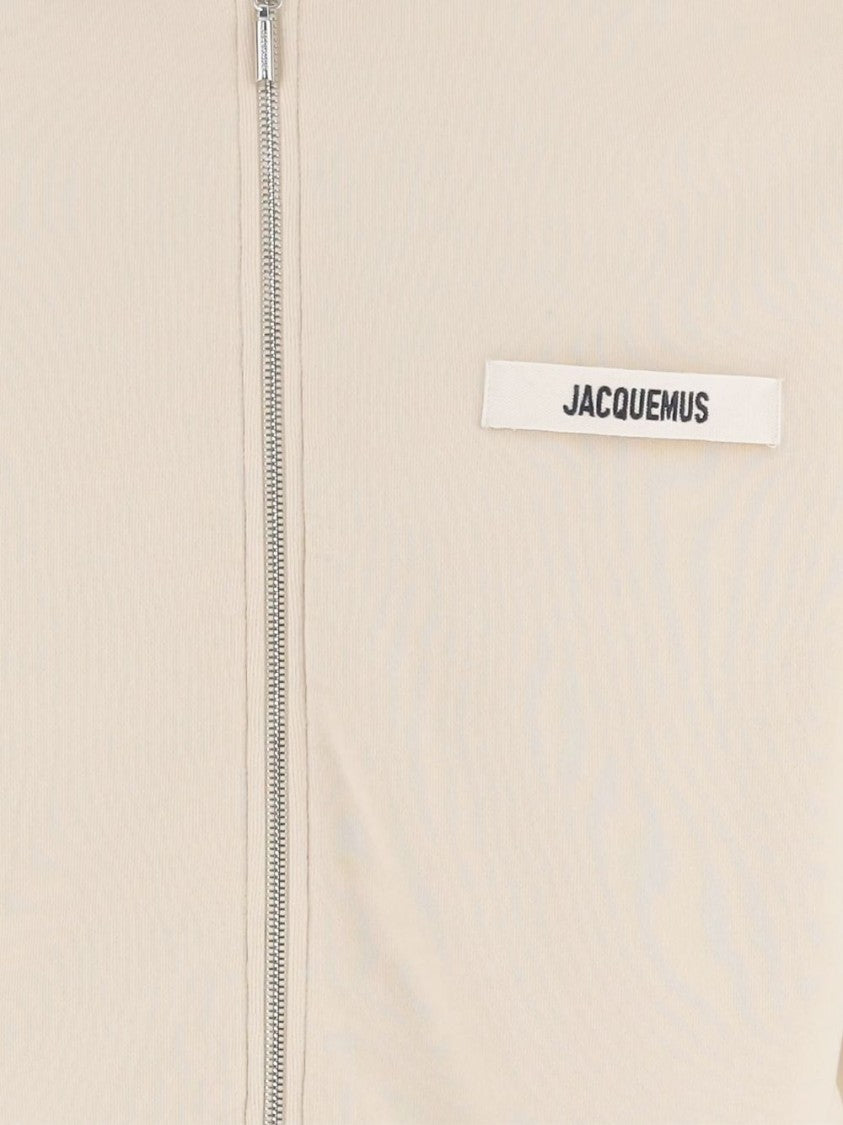 Jacquemus Beige Logo Patch Hooded Zip Hoodies