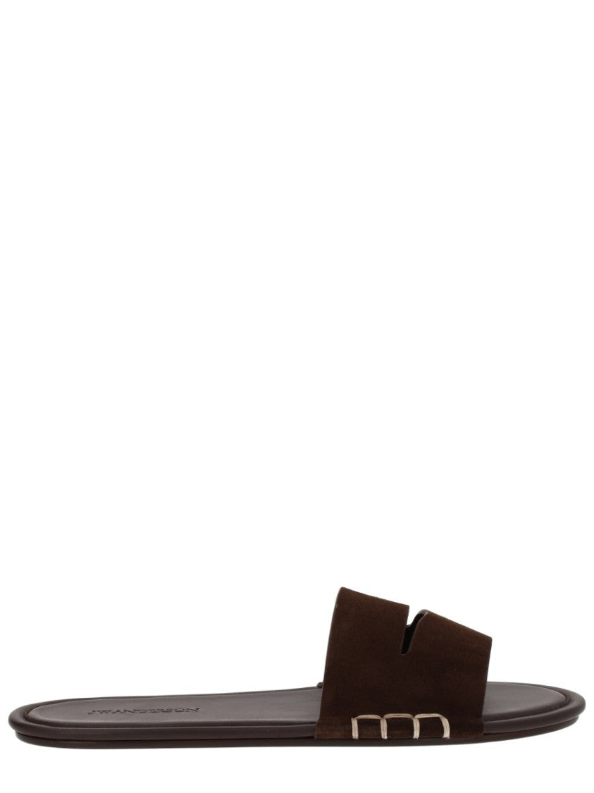 J. W. Anderson Wide Strap Brown Suede Sandals