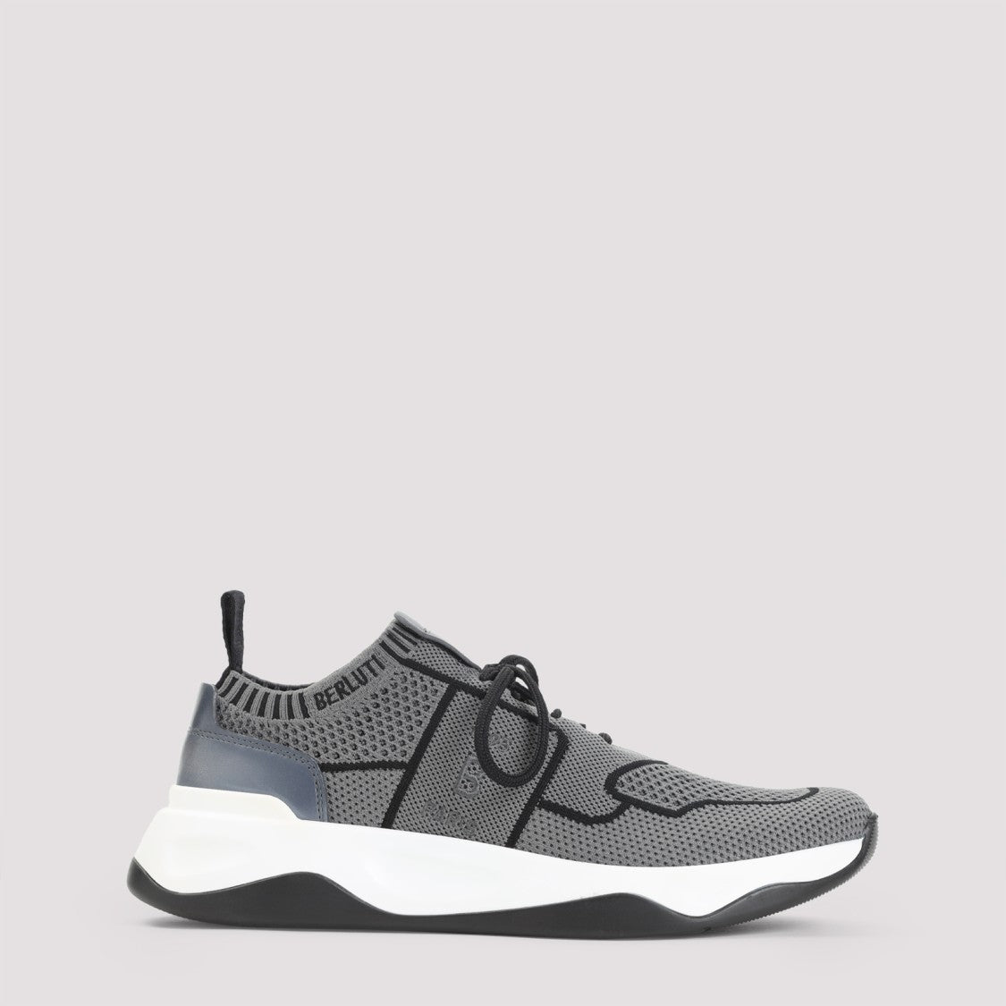 Berluti Gray Shadow Leather-Trimmed Sneakers