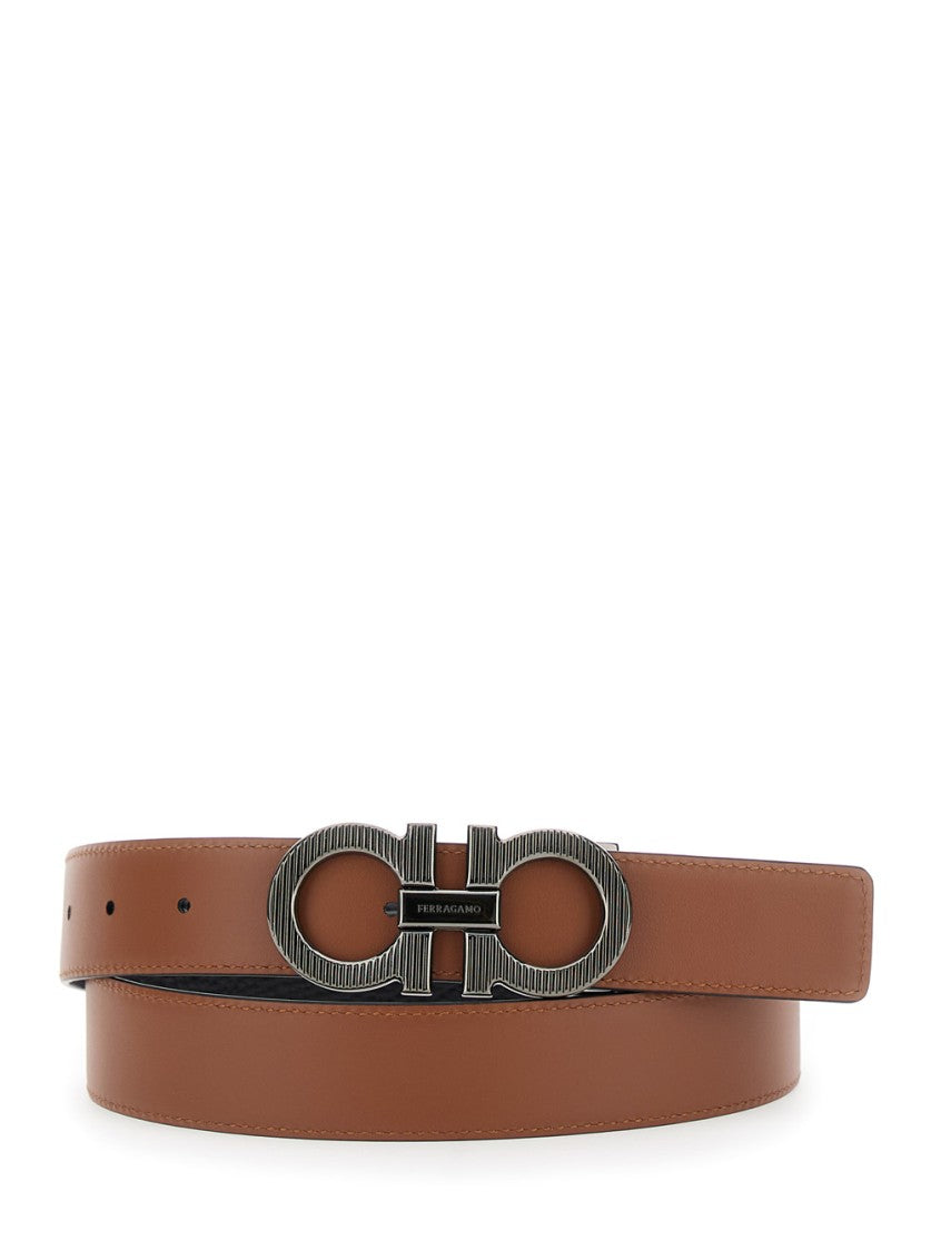 Salvatore Ferragamo Textured Calf Leather Belt