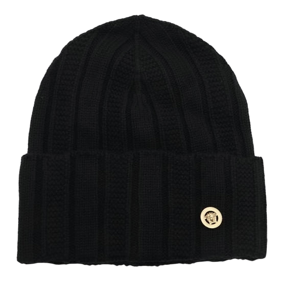 Versace Ribbed Wool Beanie With Cuffed Design