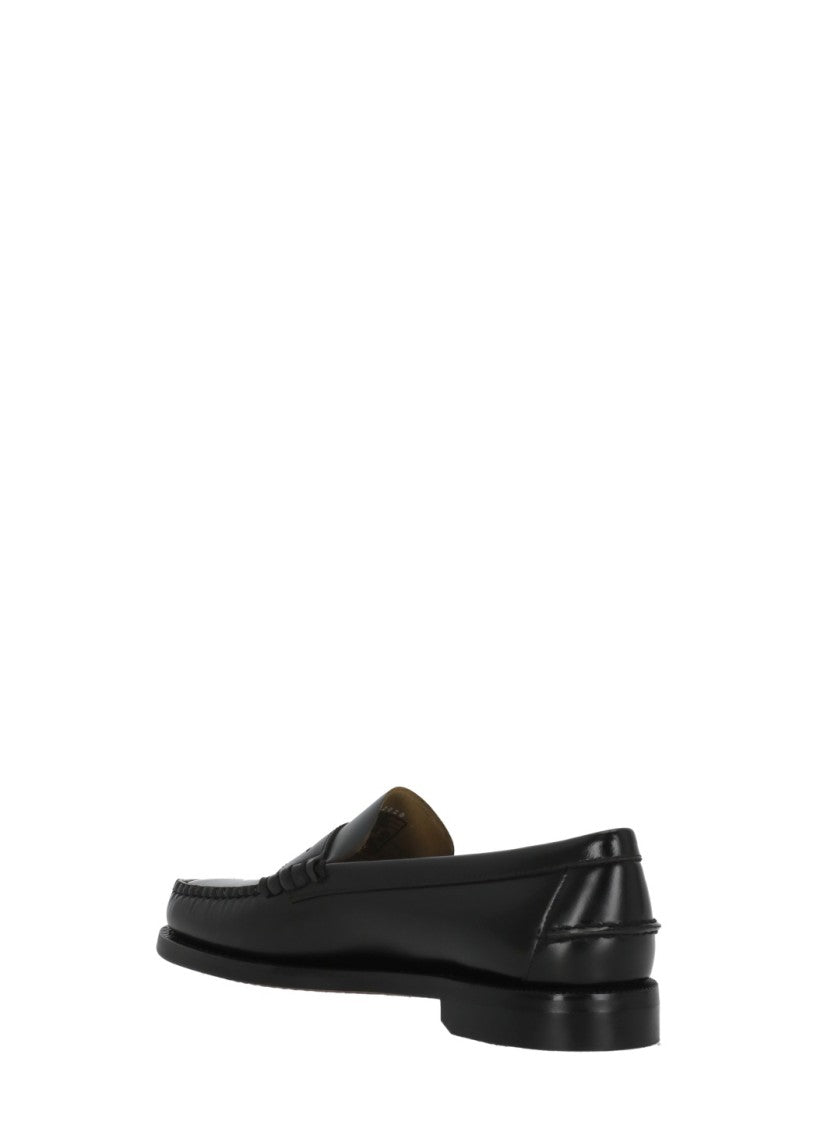 Sebago Black Patent Leather Classic Stitching Penny Loafers