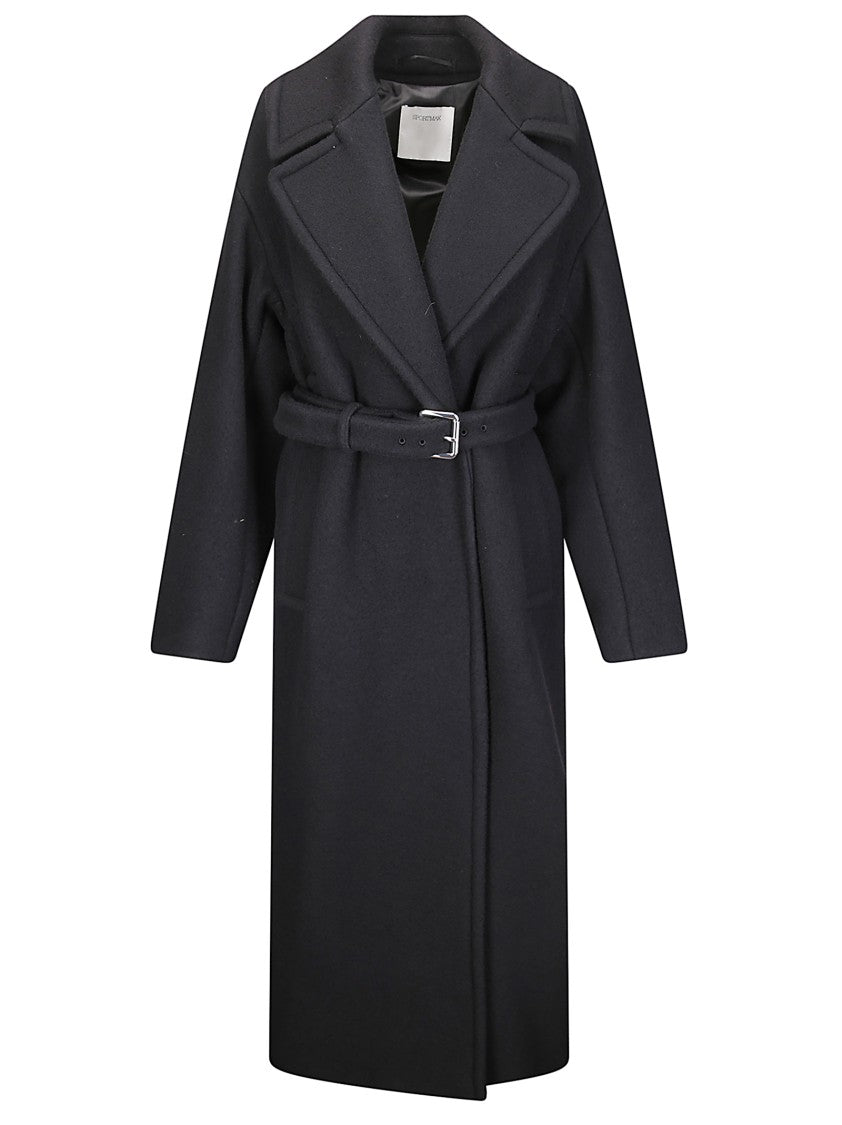 Sportmax Double-Breasted Heavy Coat With Side Pockets And Removable Belt