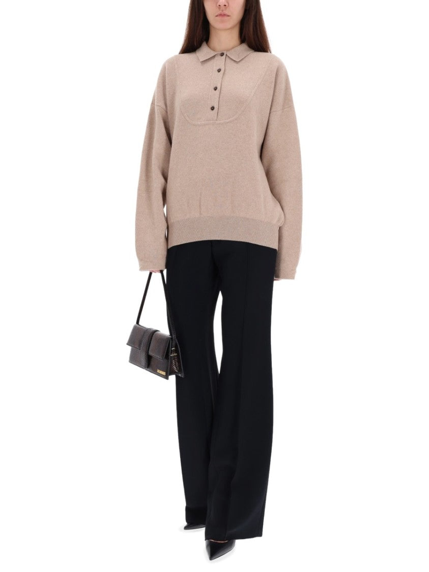 Jacquemus Beige Relaxed Polo Collar Sweater