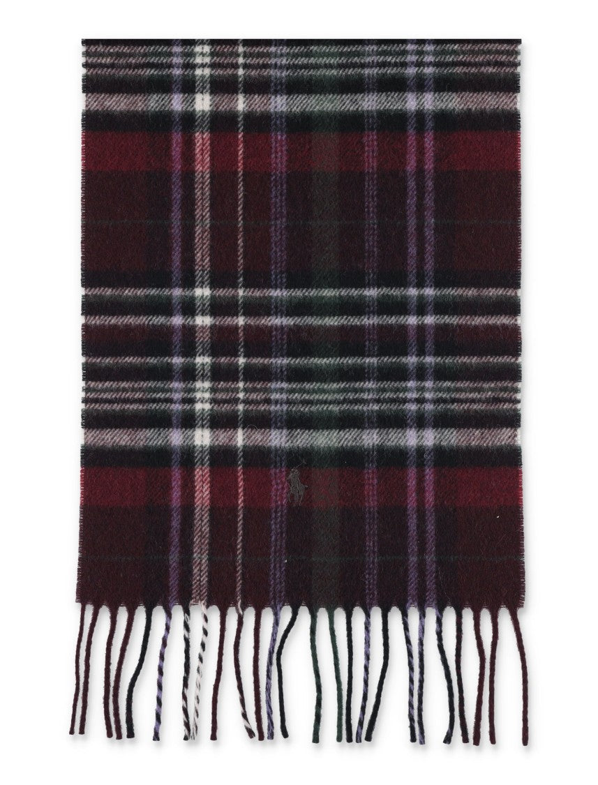 Polo Ralph Lauren Classic Check Scarf In Deep Burgundy