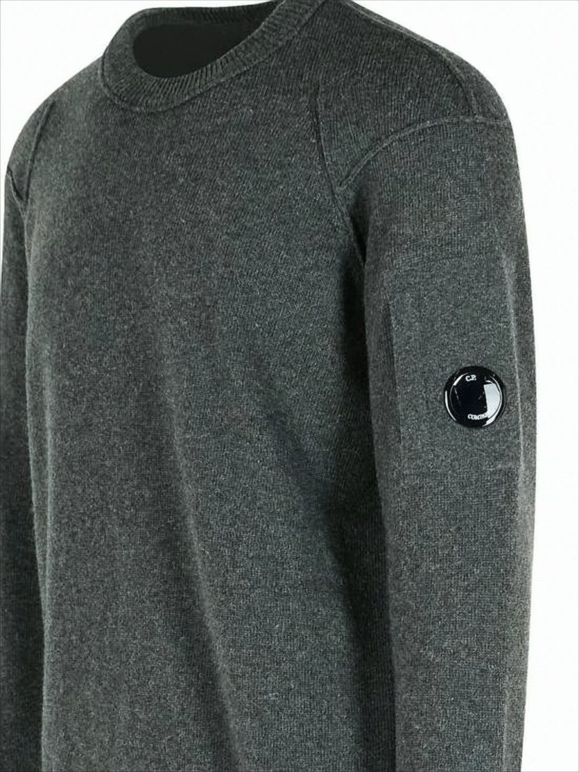C.P. Company Textured Knit Sweater With Classic Crew Neck And Logo Detail