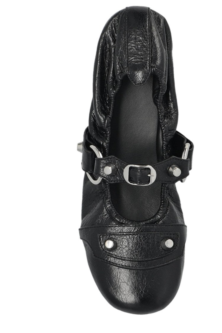 Balenciaga Sleek Red Flats With Rounded Toe And Minimalist Design