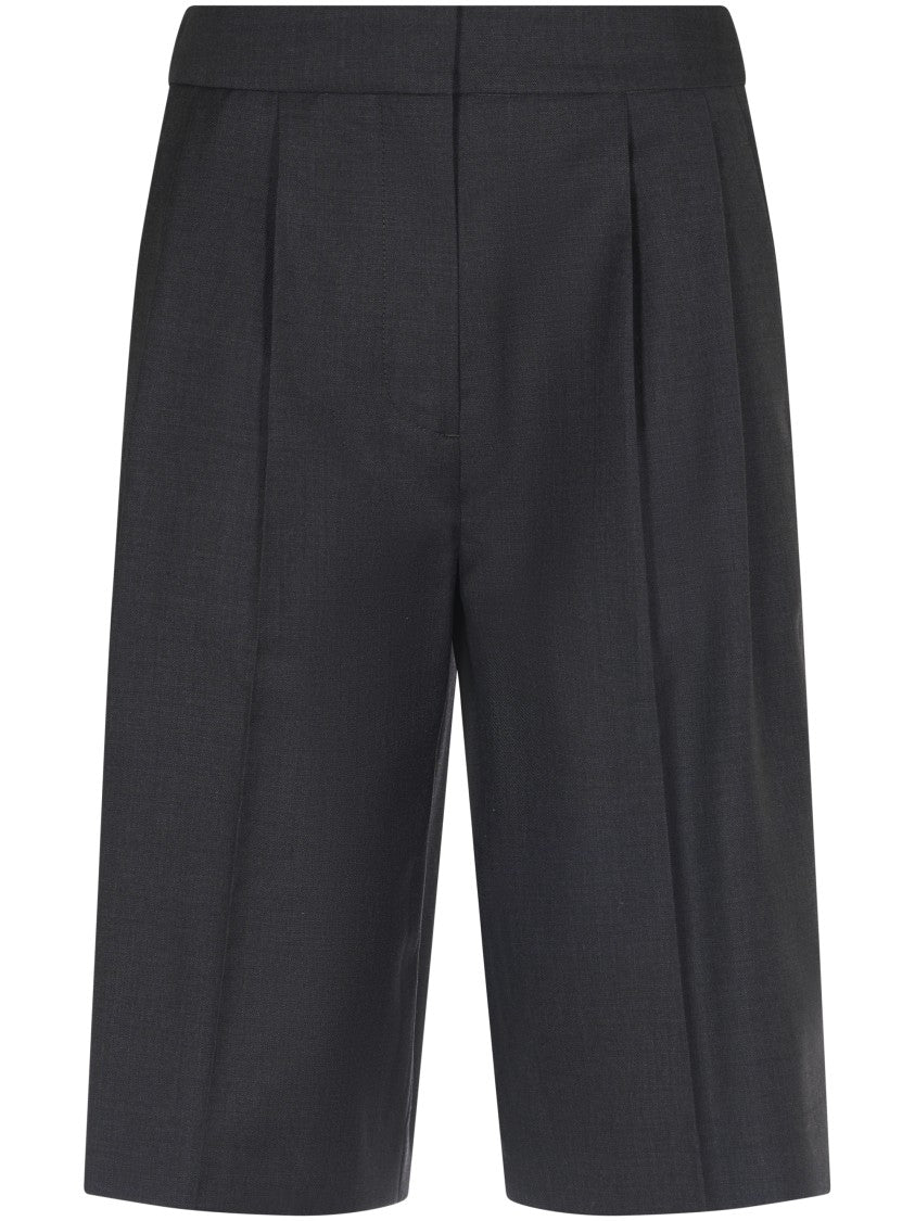 Loulou Studio Tailored Black Shorts With Pleated Front