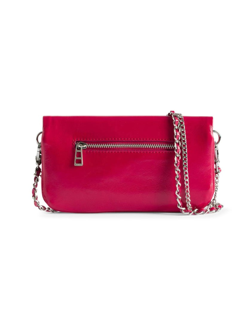 Zadig & Voltaire Rectangular Glossy Clutch Bag With Silver-Tone Chain Strap