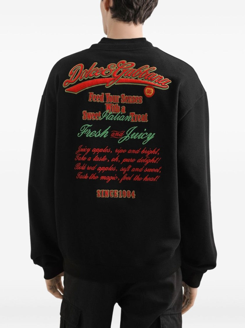 Dolce & Gabbana Graphic Print Black Sweatshirt With Crew Neck