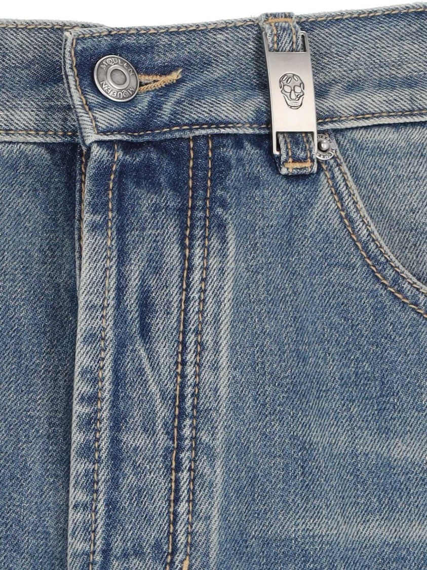 Alexander Mcqueen Distressed Straight Jeans – Blue
