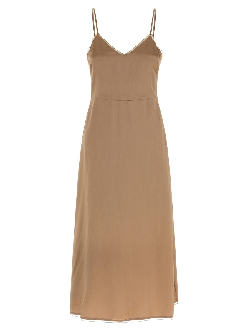 Fabiana Filippi Sweetheart Liquid Satin Dress With Cape