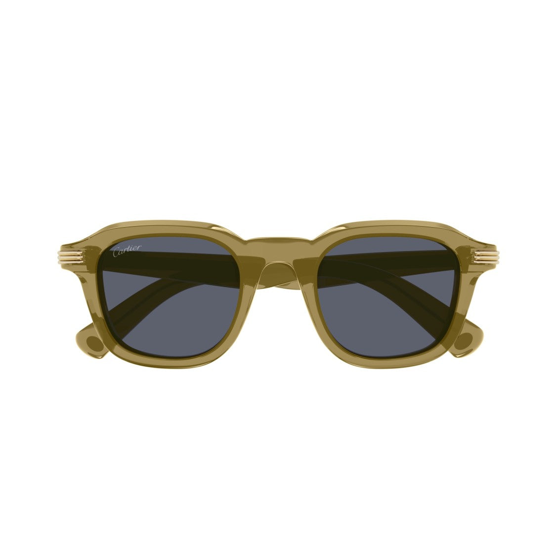 Cartier Ct0536s Translucent Olive Green Square Frame Sunglasses