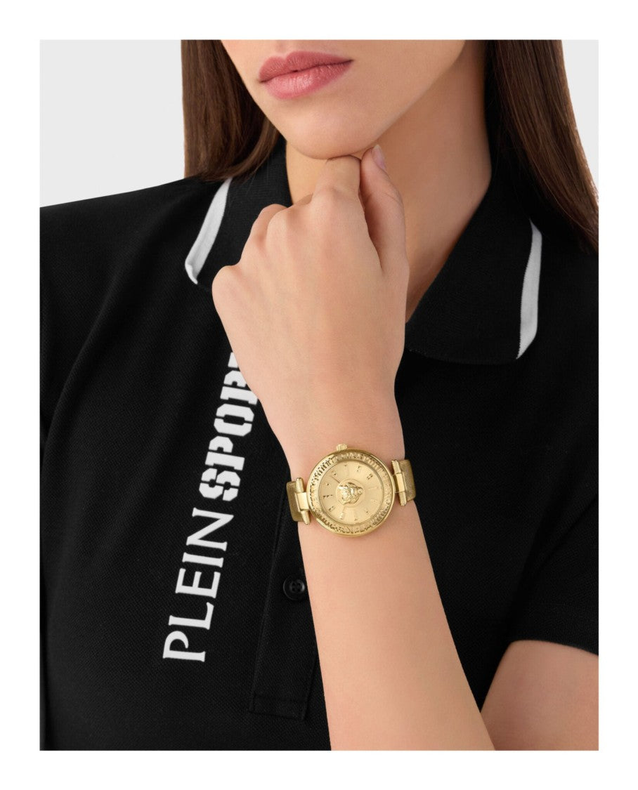 Plein Sport Opium Leather Strap Watch With Champagne Sunray Dial