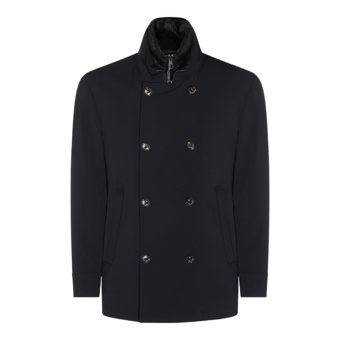 Montecore Zip-Up High Collar Double-Breasted Coat