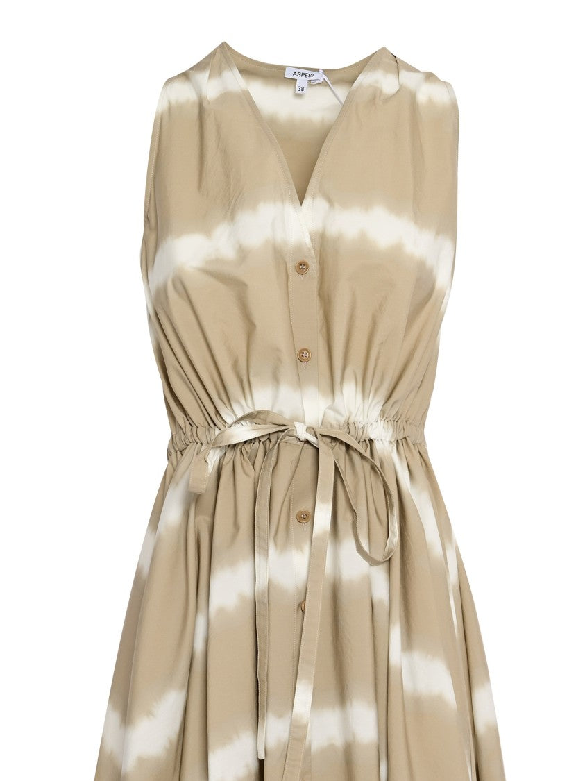 Aspesi Maxi Dress With Cross-Strap Back And Tie-Dye Pattern