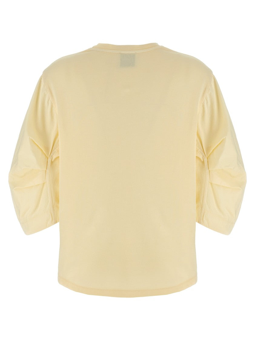 Nude Relaxed-Fit Cotton T-Shirt With Crinkled Sleeves