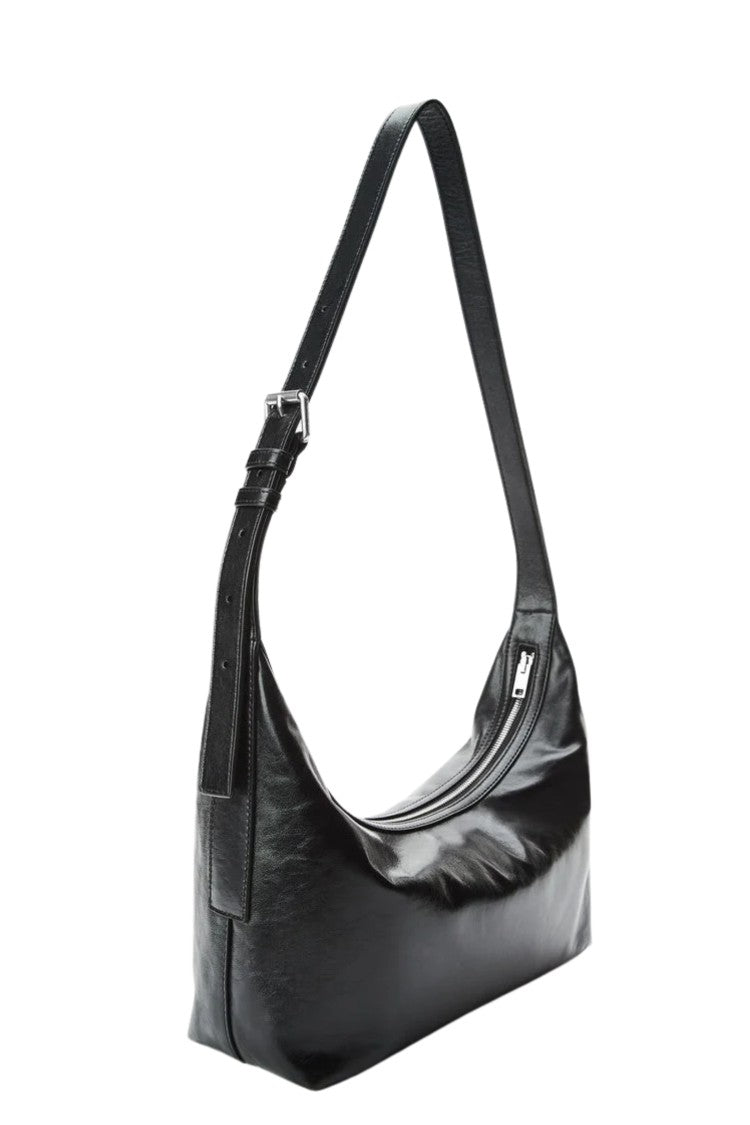 Alexander Wang Black Punch Crossbody Sling Front Logo Leather Shoulder Bag