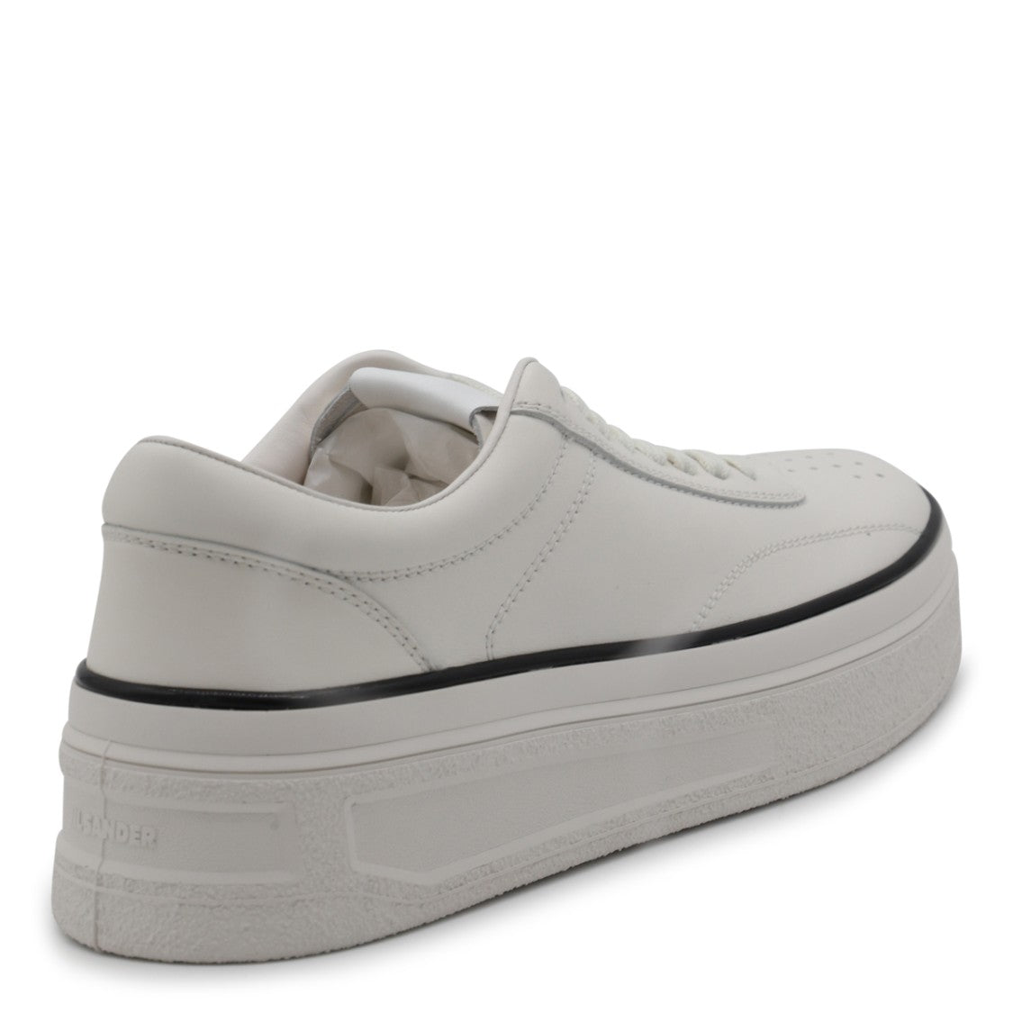 Jil Sander White Leather Cotton Laces Sneakers