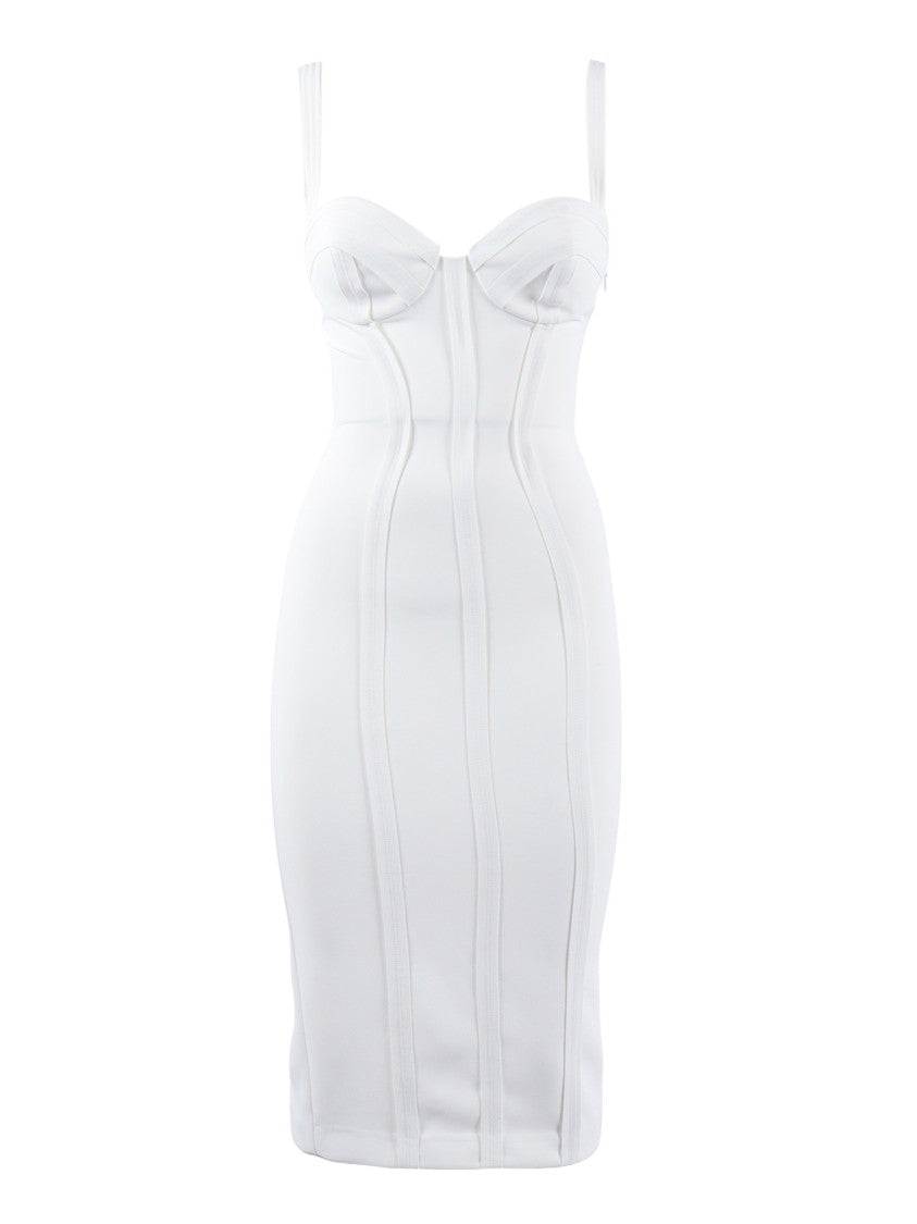 Elisabetta Franchi Bodycon Mini Dress With Structured Bustier And Contouring Seams
