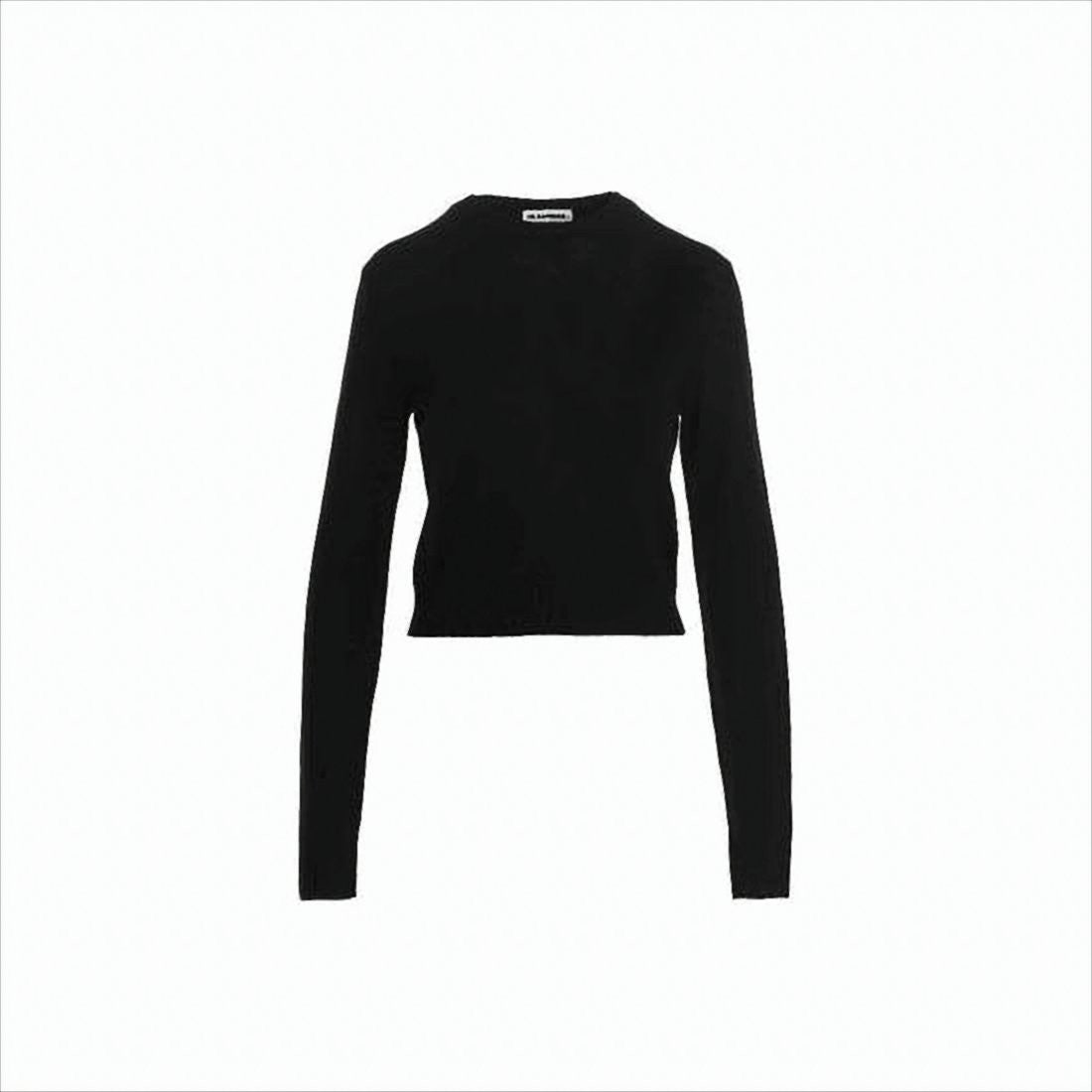 Jil Sander Fitted Black Wool Sweater With Crew Neckline