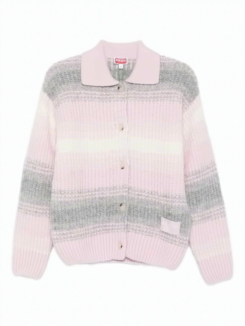 Kenzo Soft Knit Cardigan With Pastel Stripes