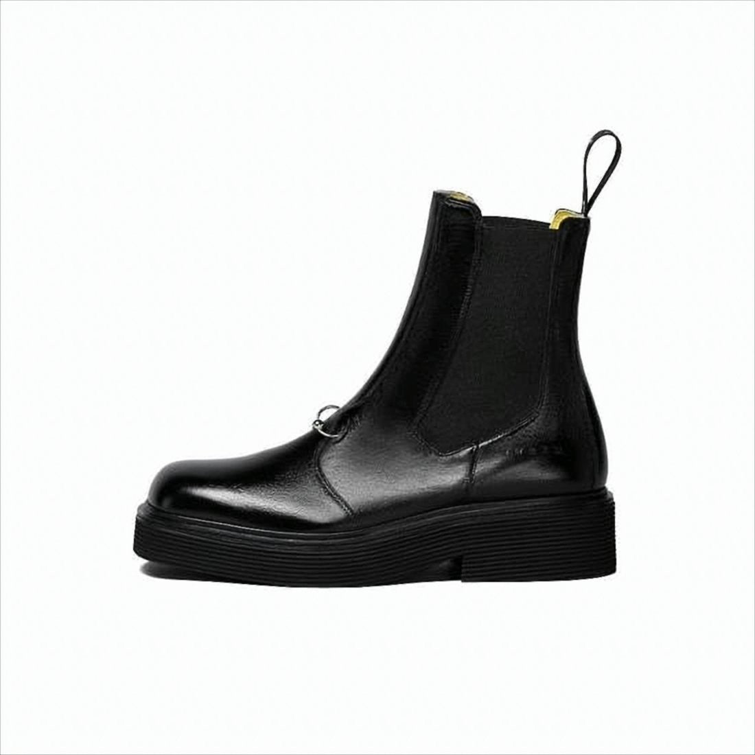 Marni Polished Leather Boots With Elastic Side Panels And Metallic Detail