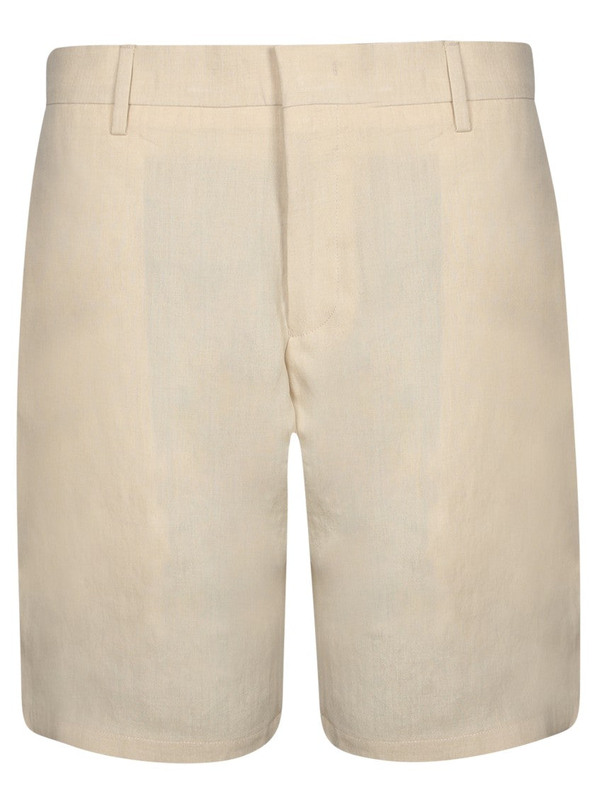 Paul Smith Tailored Linen Bermuda Shorts With Zip And Button Closure