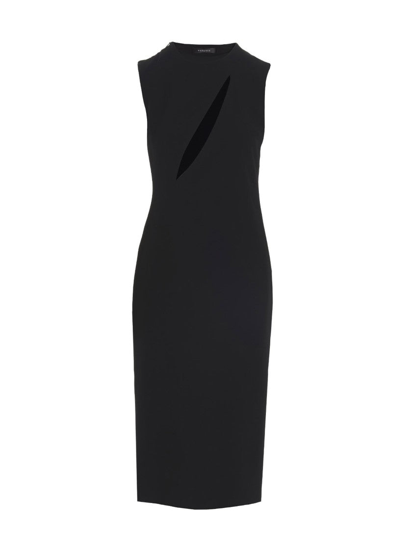 Versace Cut-Out Black Midi Dress With Side Split