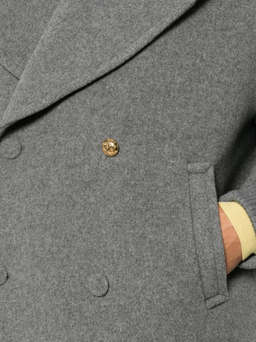 Moschino Ribbed Cuff Double-Breasted Boxy Jacket