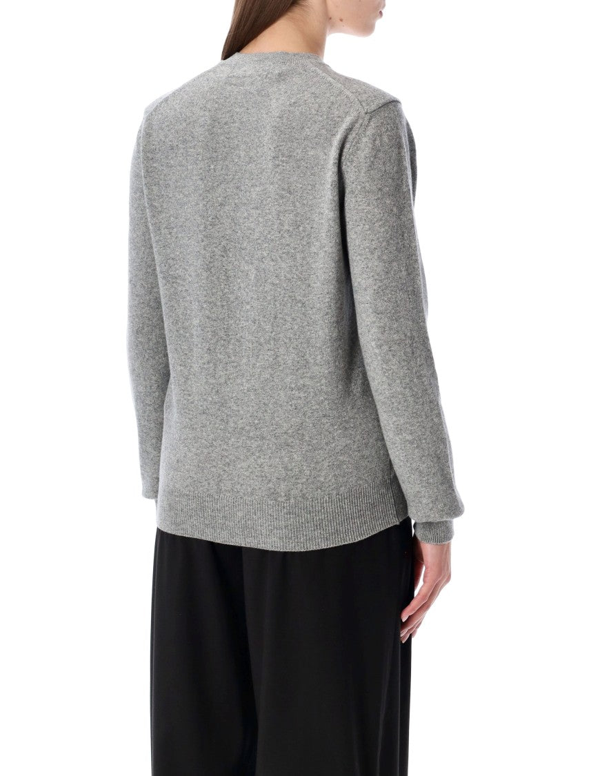 Comme Des Garçons Play Wool Cardigan With Crystal Heart