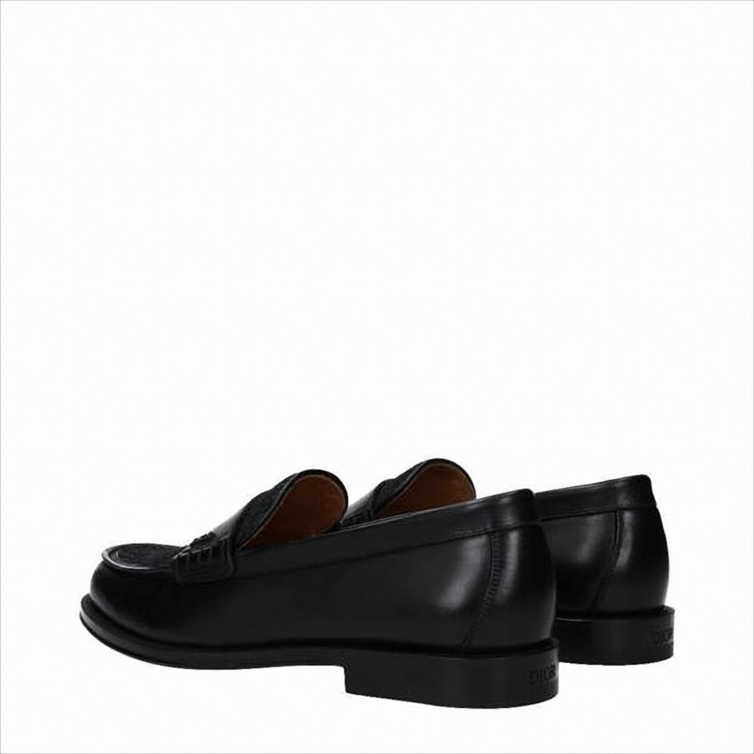 Christian Dior Penny Strap Loafers With Subtle Pattern And Stacked Heel