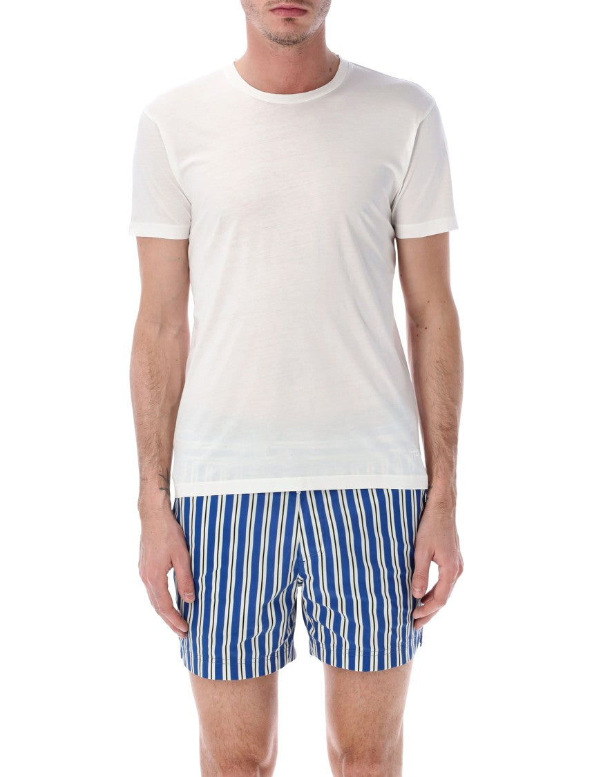 Tom Ford Classic Crew Neck Tee With Cotton-Silk Blend And Embroidered Logo