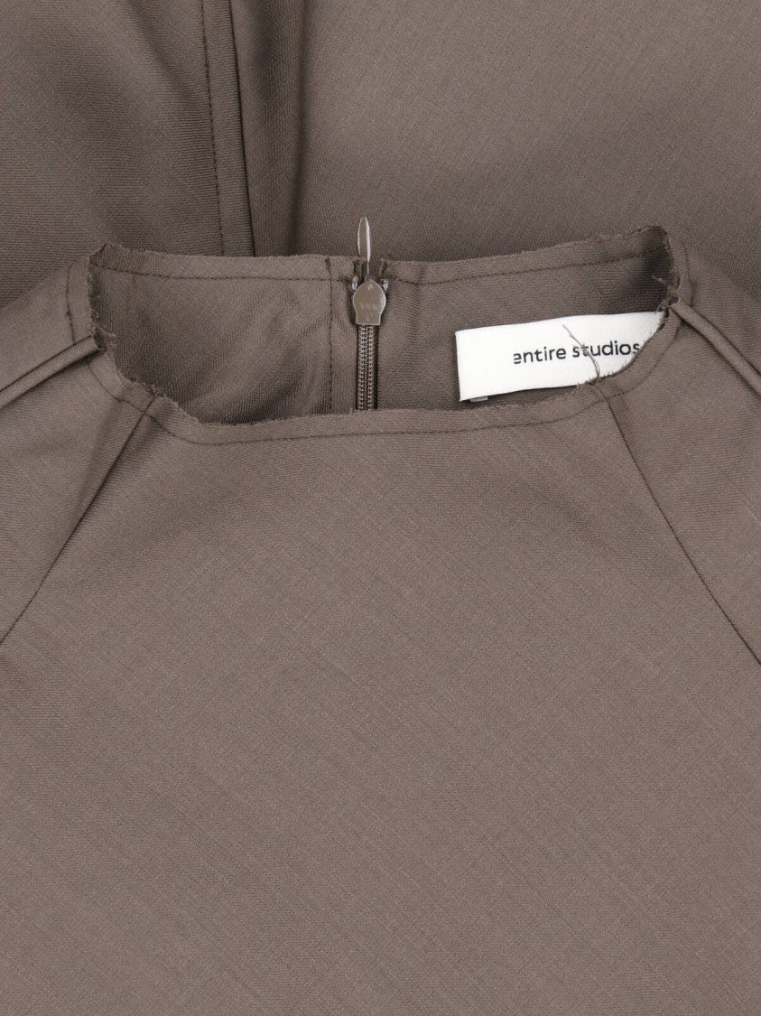 Entire Studios Beige Boxy High Neck Top