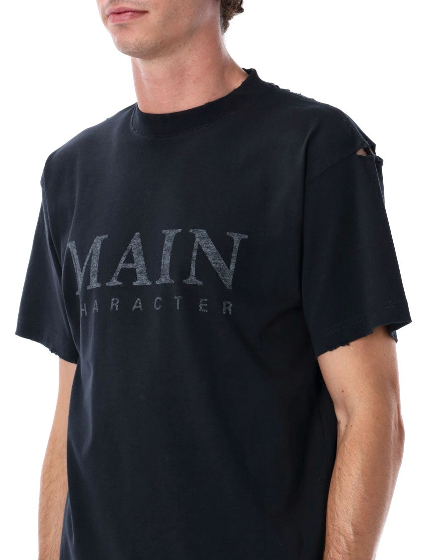Balenciaga Black Faded Regular Fit Logo T-Shirt